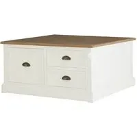 Hardtik Coffee Table with 3 Drawers - White, Fir Wood