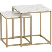 Hargrove Wooden Nest of 2 Tables - White, Marble Effect