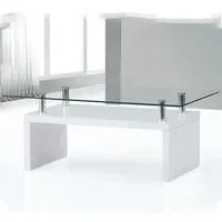 Harita Coffee Table - White, Clear Glass