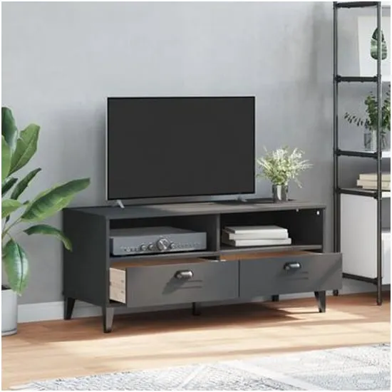 Harlow TV Stand with 2 Drawers - Anthracite, Pine Wood
