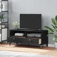 Harlow TV Stand with 2 Drawers - Black, Pine Wood