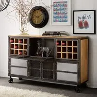 Harlow Wine Cabinet with Storage - Hardwood, Reclaimed Metal