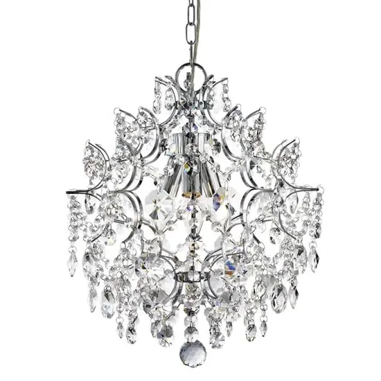 Harrietta 3 Light Crystal Drops Pendant Light - Chrome