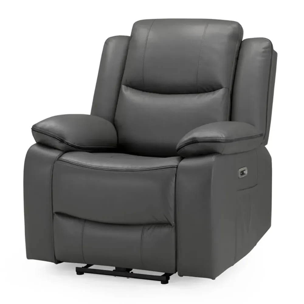Harris 1-Seater Electric Recliner Sofa - Grey, Faux Leather