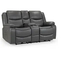 Harris 2-Seater Reclining Sofa - Grey, Faux Leather alternate view