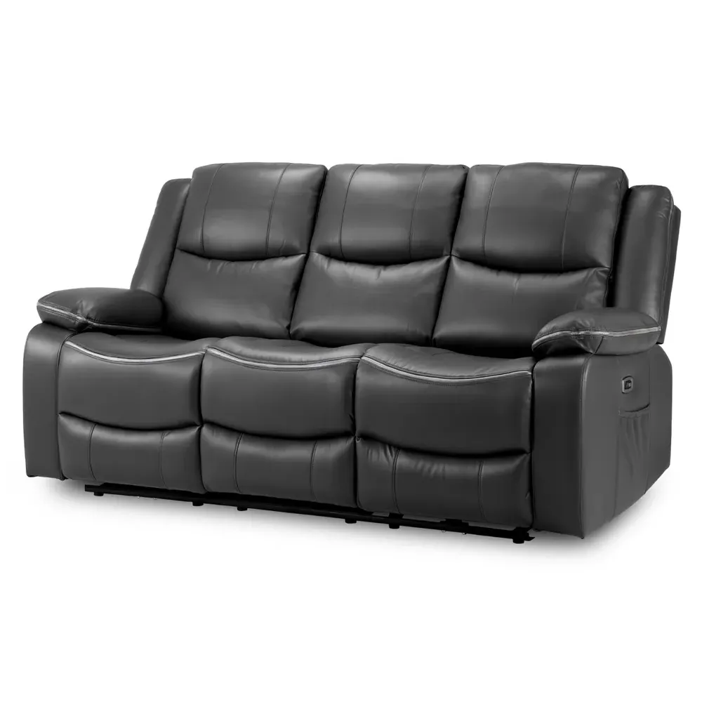 Harris 3-Seater Electric Recliner Sofa - Black, Faux Leather