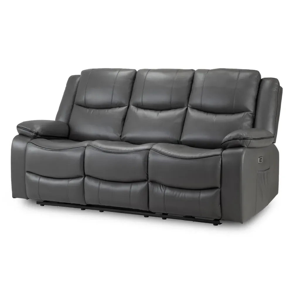Harris 3-Seater Electric Recliner Sofa - Grey, Faux Leather