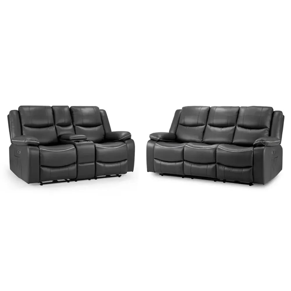 Harris 3+2-Seater Electric Recliner Sofa Set - Black, Faux Leather