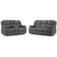 Harris 3+2-Seater Electric Recliner Sofa Set - Grey, Faux Leather