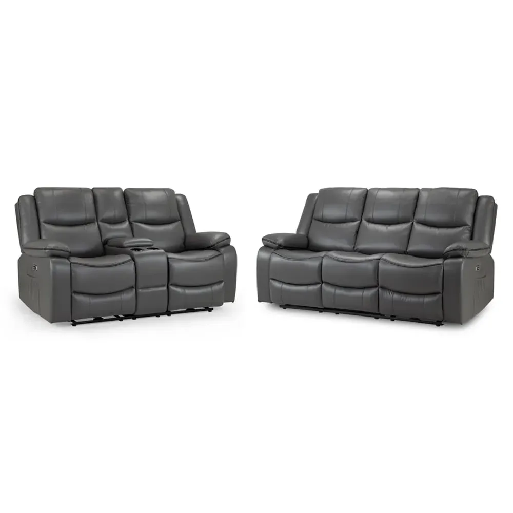 Harris 3+2-Seater Electric Recliner Sofa Set - Grey, Faux Leather