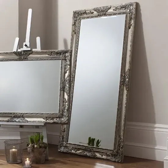 Harris Bevelled Leaner Floor Mirror - Antique Silver image