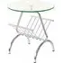 Harris Round Magazine Rack Table - Clear Glass, Chrome
