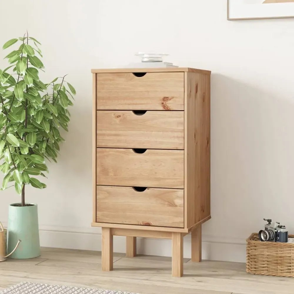 Harrow 4 Drawer Tall Chest of Drawers - Brown, Pine