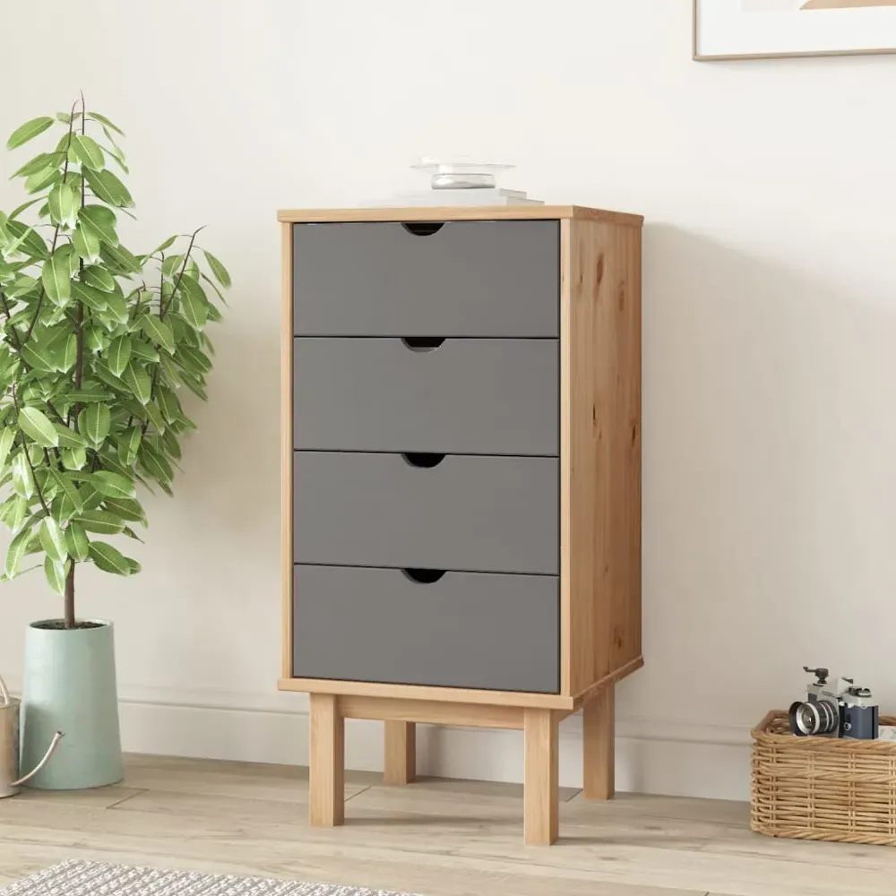 Harrow 4 Drawer Tall Chest of Drawers - Grey, Pine image