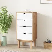 Harrow 4 Drawer Tall Chest of Drawers - White, Pine