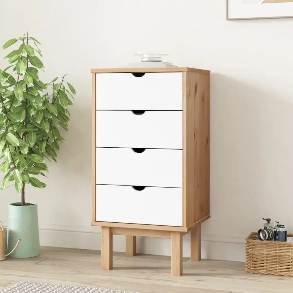 Harrow 4 Drawer Tall Chest of Drawers - White, Pine