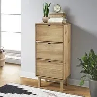 Harrow Shoe Storage Cabinet with 3 Drawers - Brown, Pine