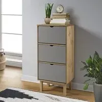 Harrow Shoe Storage Cabinet with 3 Drawers - Grey, Pine