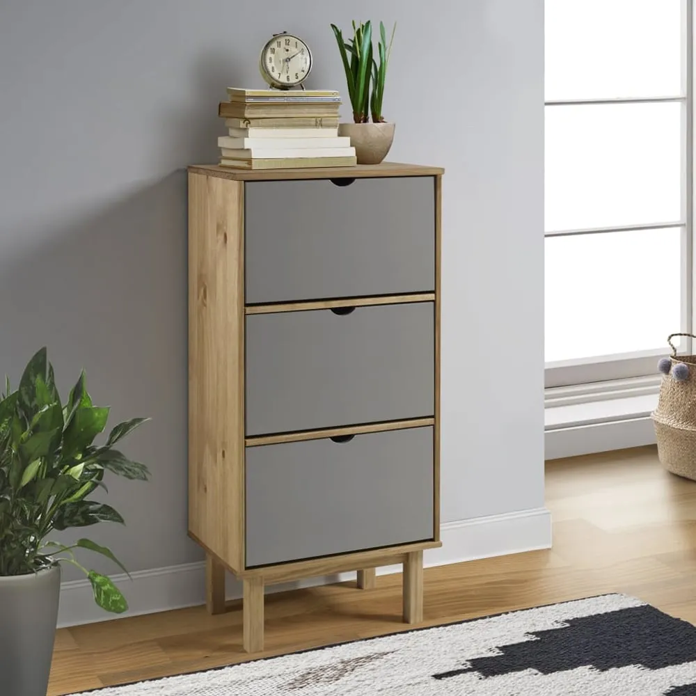 Harrow Shoe Storage Cabinet with 3 Drawers - Grey, Pine image