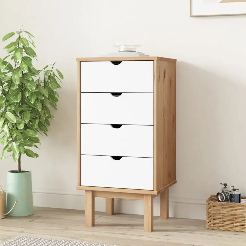 Harrow Tall 4-Drawer Chest of Drawers - White, Pinewood product