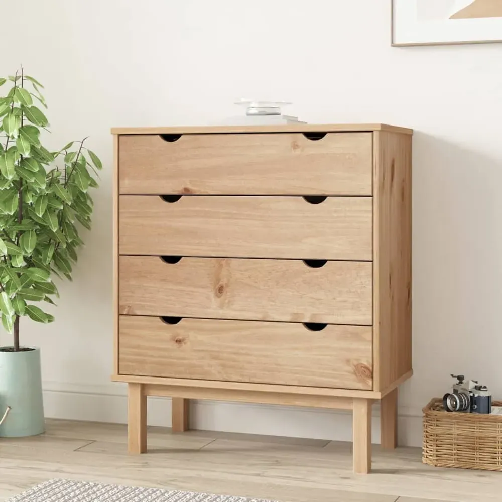 Harrow Wide 4 Drawer Chest of Drawers - Brown, Pine