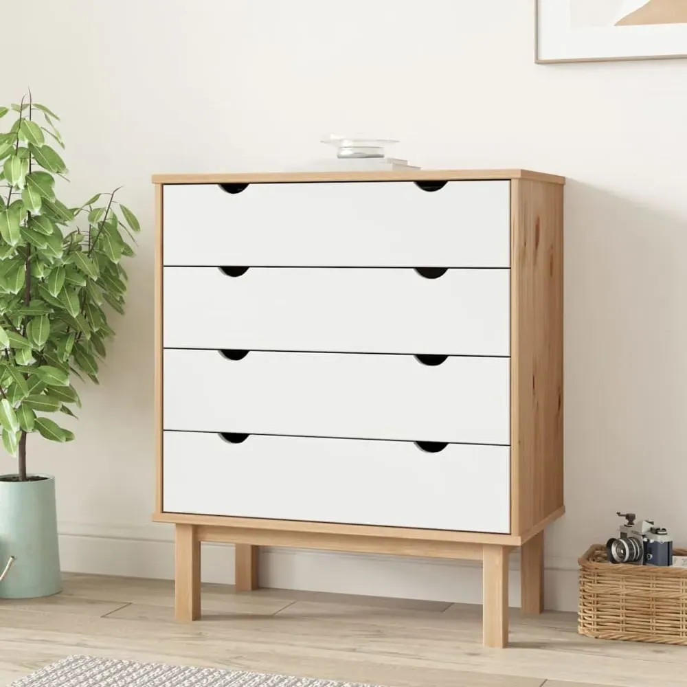 Harrow Wide 4 Drawer Chest of Drawers - White, Pine