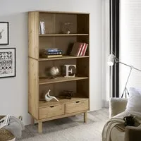 Harrow Wooden Bookcase with 2 Drawers - Brown
