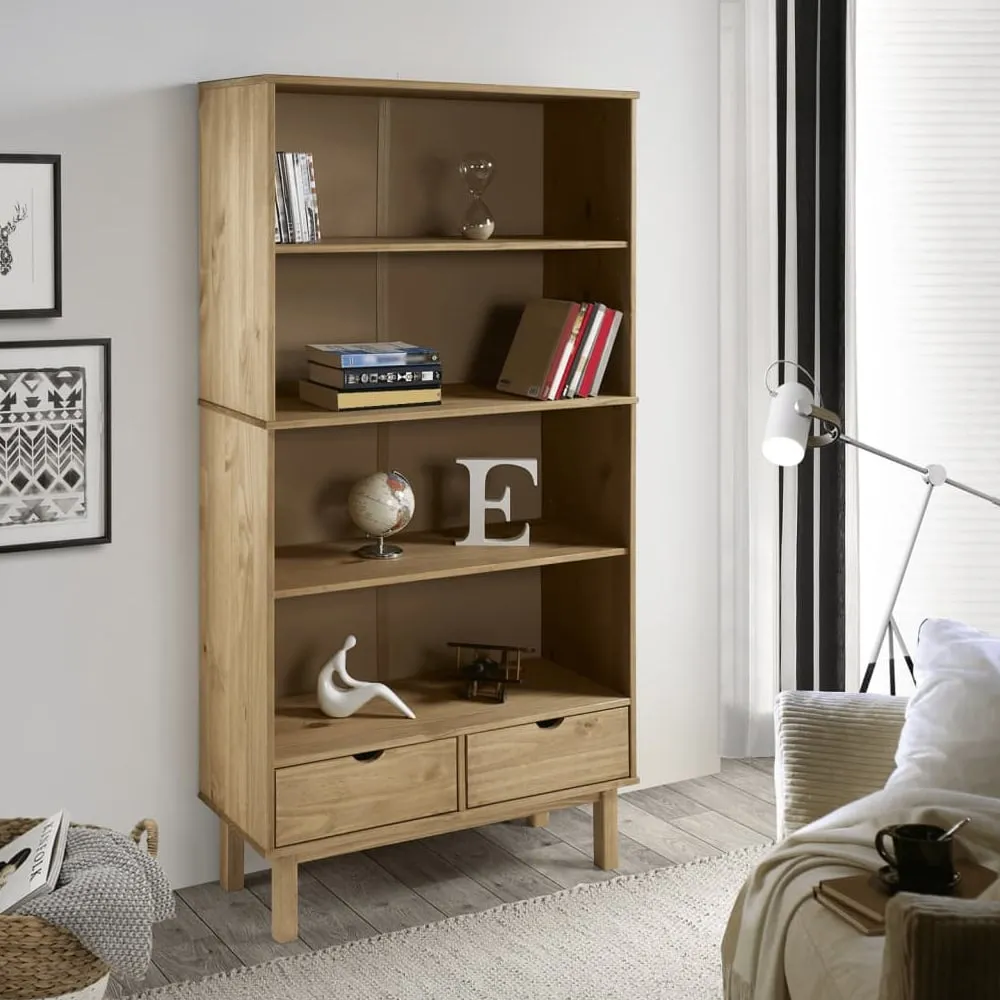 Harrow Wooden Bookcase with 2 Drawers - Brown