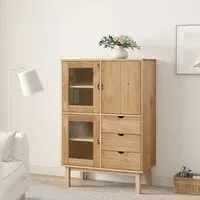 Harrow Wooden Highboard with 3 Doors 3 Drawers - Brown