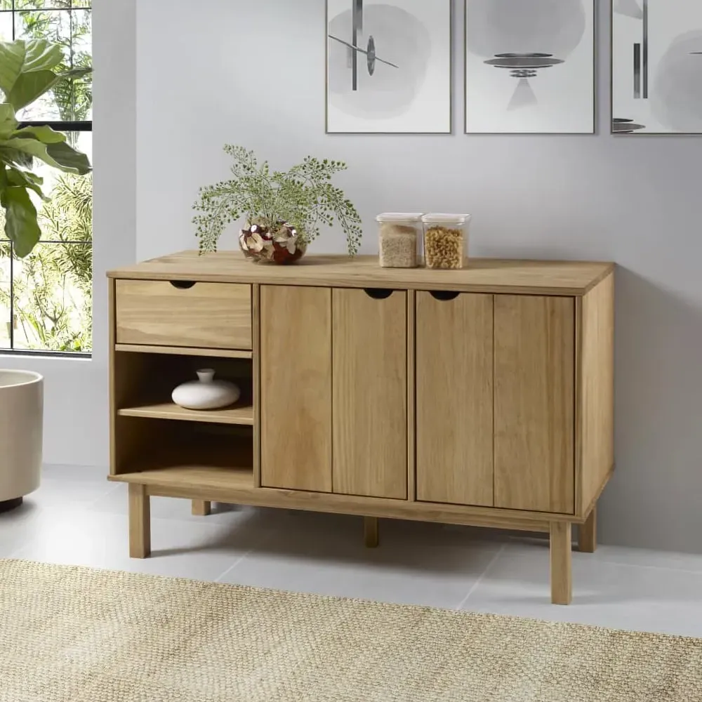 Harrow Wooden Sideboard with 2 Doors 1 Drawer - Brown, Pine image