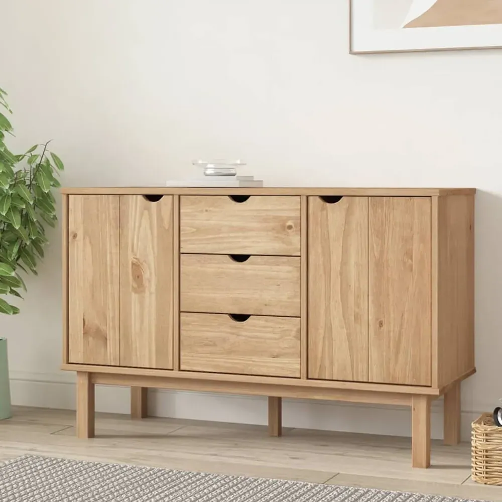 Harrow Wooden Sideboard with 2 Doors 3 Drawers - Brown, Pine