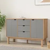 Harrow Wooden Sideboard with 2 Doors 3 Drawers - Grey Brown