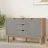 Harrow Wooden Sideboard with 2 Doors 3 Drawers - Grey Brown