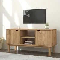 Harrow Wooden TV Stand with 2 Doors - Brown