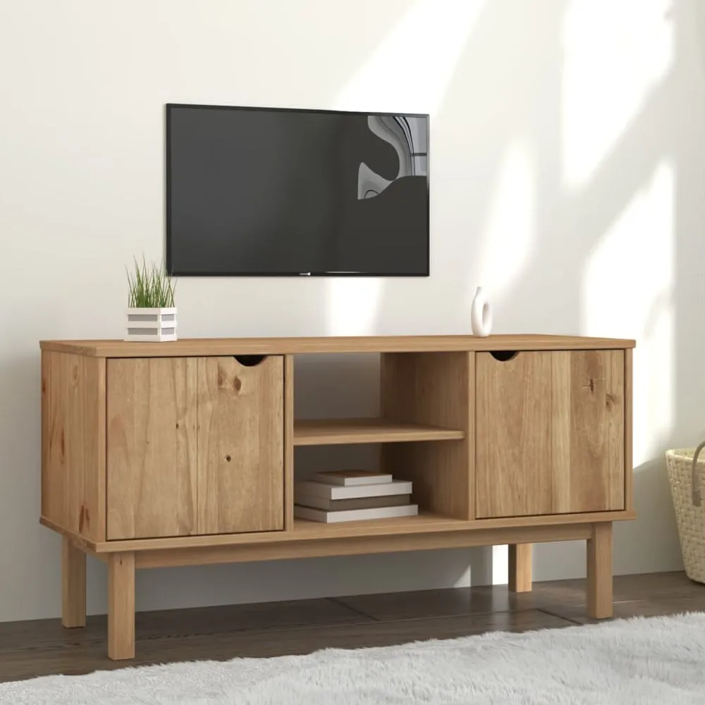 Harrow Wooden TV Stand with 2 Doors - Brown