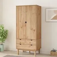 Harrow Wooden Wardrobe with 2 Doors 2 Drawers - Brown
