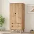 Harrow Wooden Wardrobe with 2 Doors 2 Drawers - Brown
