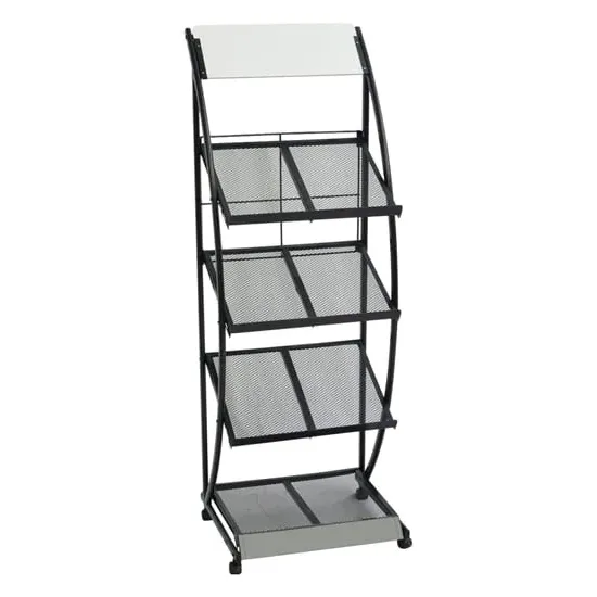 Hart 4-Shelf Magazine Rack with Wheels - Black, Metal