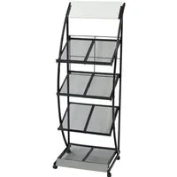 Hart 4-Shelf Metal Magazine Rack - Black alternate view