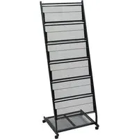 Hart 6-Shelf Magazine Rack with Wheels - Black, Metal