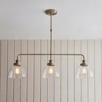 Hartford 3 Light Glass Pendant Ceiling Light - Antique Brass