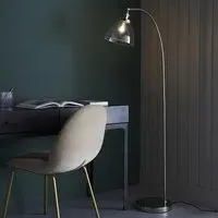 Hartford Adjustable Floor Lamp - Bright Nickel, Clear Glass