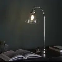 Hartford Adjustable Table Lamp - Bright Nickel, Clear Glass