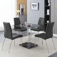 Hartley Bistro Dining Table with 4 Opal Chairs - Black Glass
