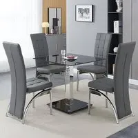 Hartley Bistro Dining Table with 4 Ravenna Grey Chairs - Black Glass