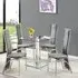 Hartley Glass Dining Table with 4 Chicago Chairs - Clear, Grey