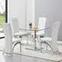 Hartley Glass Dining Table with 4 Ravenna Chairs - Clear, White