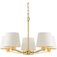 Harvey 5-Light Pendant Light - White, Faux Silk