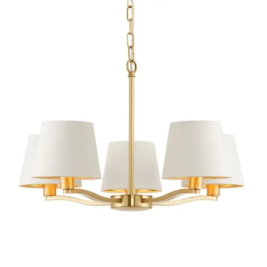 Harvey 5-Light Pendant Light - White, Faux Silk