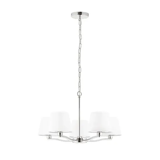 Harvey 5-Light Pendant Light - White, Faux Silk image